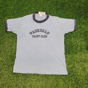 Vintage Waukegan Yacht Club Shirt Women Large 19x24 Blue USA